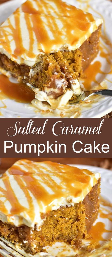 Pumpkin Cake With Salted Caramel Frosting, Pumpkin Cake With Caramel Cream Cheese Frosting, Pumpkin Caramel Cupcakes, Pumpkin Salted Caramel Cake, Pumpkin Cake With Caramel Sauce, Salted Caramel Pumpkin Cake, Pumpkin Caramel Desserts, Caramel Pumpkin Cake, Pumpkin Caramel Cake