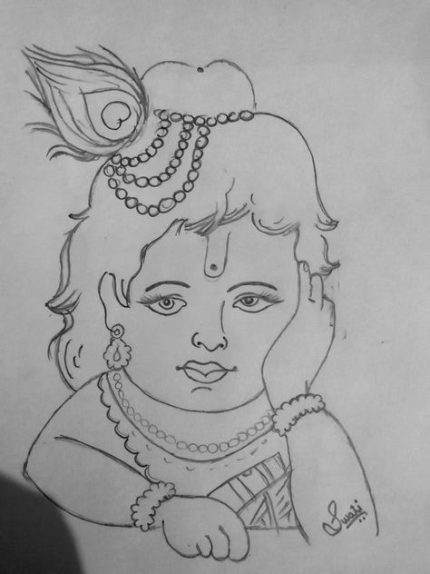 Radhe Krishna Sketch Pencil Easy, Krsna Drawing, God Sketch Pencil, Vinayagar Drawing, Scatch Drawing, Drawings With Meaning, Pencil Drawing Images, Ganesh Art Paintings, Buddha Art Drawing