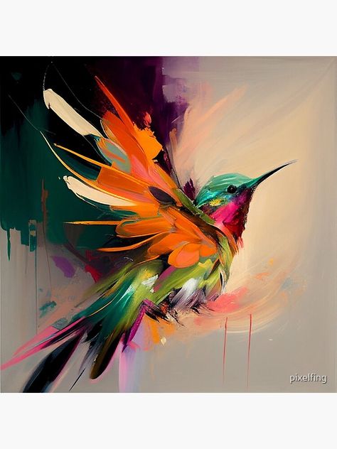 Hummingbird Painting Acrylic Abstract, Birds Mural Painting, Bird Painting Abstract, Abstract Birds Painting Acrylics, Acrylic Bird Paintings On Canvas, Abidin Dino, Hummingbird Painting Acrylic, Abstract Bird Painting, Bird Mural