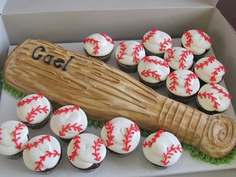 Baseball Bat Cake, Bat Cake, Baseball Cupcakes, Baseball Cake, Sport Cakes, Baseball Birthday Party, Baseball Party, Baseball Birthday, Sports Birthday