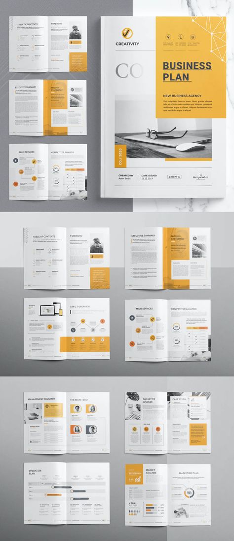 Business Plan Brochure Template MS Word, InDesign - 20 pages Free Indesign Templates, Business Plan Design Layout, Creative Business Plan Template, Business Plan Layout, Business Plan Design, Ms Word Design, Business Plan Template Word, One Page Business Plan, Proposal Inspiration