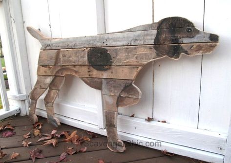 Pallet wood dog wall art, by Scavenger Chic, featured on Funky Junk Interiors German Short Haired Pointer, Short Haired Pointer, Pallet Wall Art, Used Pallets, Wooden Dog, Wooden Pallet Projects, Recycled Pallets, Pallet Wall, Wood Dog