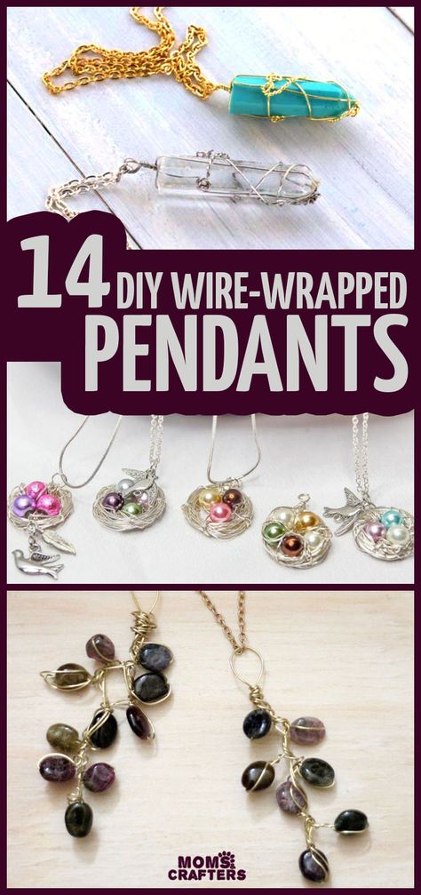 Diy Wire Wrapped Pendant Tutorial, Wire Crafts For Beginners, Easy Wire Wrapping, Wire Wrapping Tutorials, Wrapping Crystals, Diy Wire Wrapped Pendant, Diy Statement Necklace, Wire Wrap Jewelry Designs, Wire Wrapping Diy