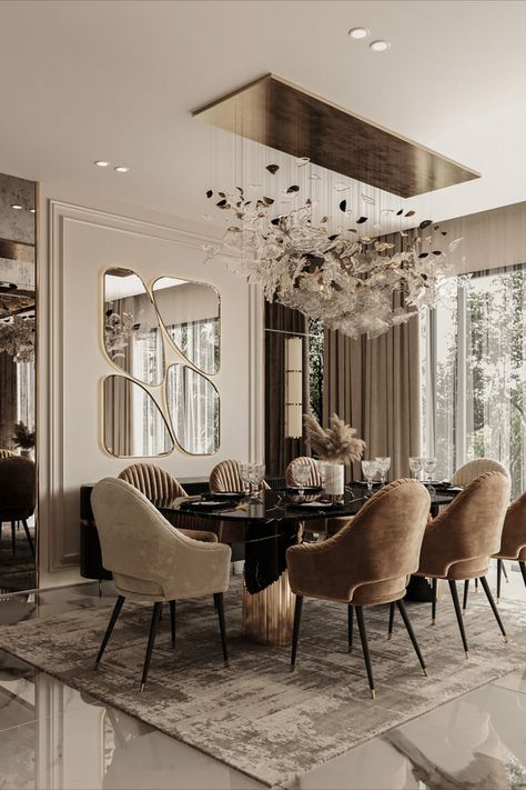 Dine in luxury with these exquisite dining room inspirations that redefine elegance. Luxury Dining Room Decor, Dining Room Design Luxury, Dining Area Design, Luxxu Modern Design Living, Modern Luxury Interior, Dining Interior, Dining Room Design Modern, Classic Dining Room, Dinning Room Design