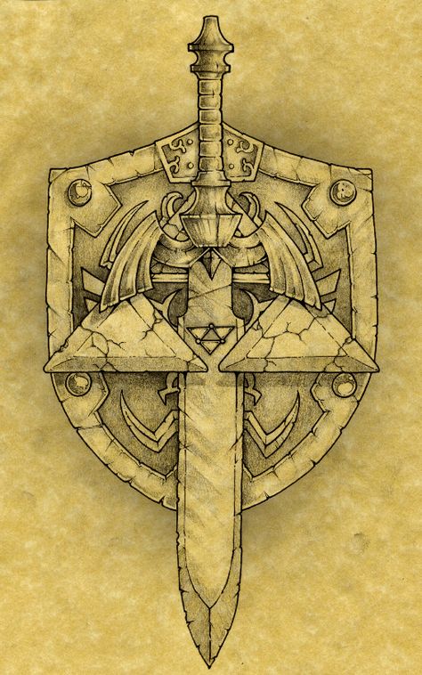 Tattoo idea Tri Force Zelda, Hyrule Shield Tattoo, Zelda Tattoo Design, Game Tattoo, Shield Tattoo, Hylian Shield, Bird Bones, Zelda Tattoo, Graffiti Tattoo