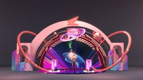 Futuristic Stage Design Ideas, 3d Event Design, Event Arch Design, Event Gate Design Entrance, Photobooth Ideas Events, Gate Event Design, Event Gate Design, Stage Concept Art, Stage Event Design