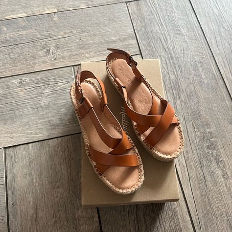 Madewell Asymmetrical Espadrilles Size 7 Casual Brown Slip-on Espadrilles, Comfortable Espadrilles With Cork-bed Midsoles, Comfortable Brown Slip-on Espadrilles, Brown Slip-on Espadrilles With Cork-bed Midsoles, Madewell Sandals, Soludos Espadrilles, Brown Slip-on Espadrilles With Woven Sole, Madewell Shoes, Braided Sandals