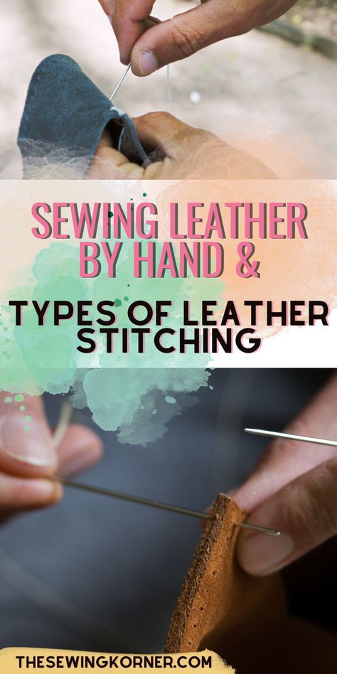 When sewing with different types of leather stitching, no knotting is necessary. Instead, you’ll be backstitching regularly and the thread makes it easy for those backstitches to remain in place. How To Sew Leather On Sewing Machine, Types Of Leather Stitching, Leather Sewing Techniques, Sewing Leather By Hand, Sew Leather By Hand, Diy Leather Tote Bag, Leatherworking Ideas, Diy Leather Tote, Leather Templates