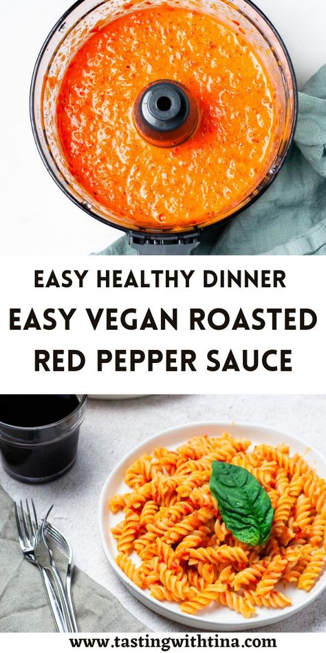 Red Pepper Pasta Sauce Vegan, Dairy Free Roasted Red Pepper Sauce, Red Pepper Recipes Vegan, Vegan Red Pepper Dip, Roasted Peppers Sauce Recipe, Roasted Red Pepper Pasta Sauce Vegan, Roast Red Pepper Pasta, Vegan Red Pepper Sauce, Roasted Red Pepper Tofu Sauce