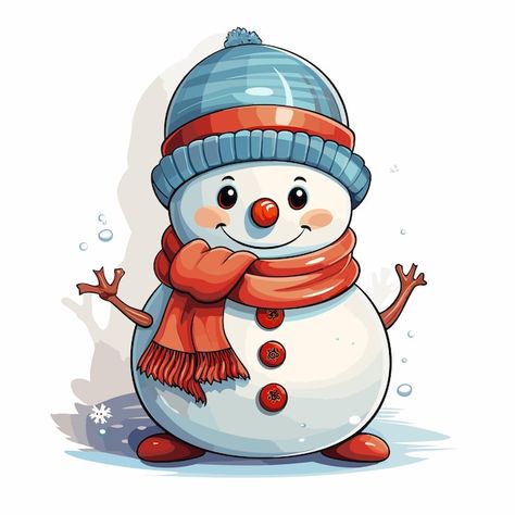 Vector vector sticker template with snow... | Premium Vector #Freepik #vector #snowy #clipart #santa #snowman Cute Snowmen Drawings, Snow Cartoon, Snow Clipart, Snowman Cartoon, Snowman Art, Winter Cartoon, Christmas Rocks, Snowman Clipart, Tattoo Outline Drawing