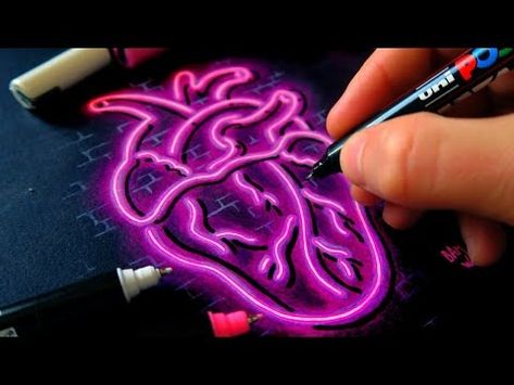 How to Draw GLOW Like a PRO *neon lights on paper tutorial* - YouTube Neon Drawings, Neon Art Print, Graffiti Canvas Art, Neon Painting, Marker Drawing, Neon Art, Neon Lights, Like A Pro, Neon Lighting