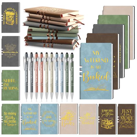 PRICES MAY VARY. Thoughtful Bookish Gift Set: there are 10 leather journal notebooks and 10 metal stylus ballpoint pens; They each have 10 corresponding styles to meet your different preferences; They can help you easily prepare 10 sets of bookish gifts for your loved ones Practical for Daily Uses: the gift for book lover women men is practical for daily uses, ideal for school, office, meeting, home, travel, and more; It helps you jot down your creative thoughts anytime, anywhere; You can use th Onyx Storm, Reading Retreat, Book Reader Gifts, Morandi Color, Author Gifts, Writing Retreat, Gift For Coworkers, Creative Thoughts, Sisters Book