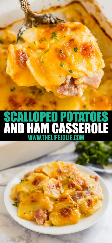 Potatoes And Ham Casserole, Ham And Potato Recipes, Ham Dinner Recipes, Homemade Scalloped Potatoes, Ham Casserole Recipes, Potatoes And Ham, Ham And Potato Casserole, Ham Dishes, Scalloped Potatoes Easy