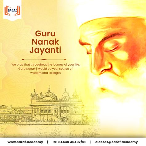 This Guru Nanak Jayanti, Saraf Academy joins in celebrating the birth of Guru Nanak, the visionary who preached love, unity, and enlightenment. 🙏💫 Visit our website: www.saraf.academy Visit our YouTube channel: https://www.youtube.com/@PrakashSarafOfficial/videos Book your FREE counselling today: https://saraf.academy/book-1-to-1-counselling/ Connect with us: +91 84440 40402/06 Guru Nanak, Guru Nanak Ji, Guru Nanak Jayanti, Social Media Design Graphics, Book 1, Social Media Design, Social Media, Graphic Design, Celebrities