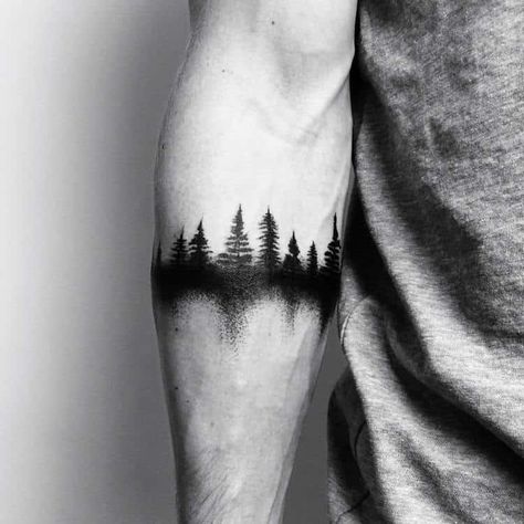 Natur Tattoo Arm, Outdoor Tattoo, Forest Ideas, Tattoo Band, Forest Tattoo, Nature Tattoo Sleeve, Forearm Band Tattoos, Forest Tattoos, Forearm Tattoo Design