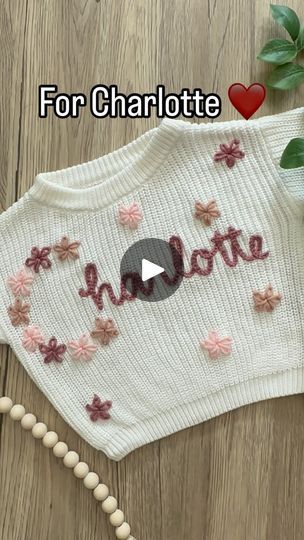 143K views · 9.2K reactions | How to embroider a flower on a knitted sweater using yarn. This is a lazy daisy stitch and is perfect for little flowers all over a sweater or to make an entire letter.

This is our pearl sweater with rose, blush, and champagne yarn. Featuring our floral first letter name design with flowers all over!

@luna.and.june for the great spice lid tip!! Go give her a follow!!
.
.
.
.
 #colorado #embroidery #handembroidery #yarnembroidery #mamaandme #personalizedbabyclothes #babyshower #babyshowergift #newbornoutfit #announcementoutfit #newbabyannouncement #babynamesweater #customsweater #namesweater #embroideredsweater #coloradomoms #hospitalbag #firstbirthday#coloradosmallbusiness #womanownedbusiness #kidsclothing #embroiderydiy #genderneutral #embroiderytutorial #c Colorado Embroidery, Sweater Embroidery Ideas, Hand Embroidery Rose, Pearl Sweater, Daisy Stitch, Yarn Embroidery, Fabric Crafts Diy, Lazy Daisy Stitch, Custom Sweaters