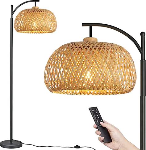 Amazon.com : rattan floor lamp Rattan Floor Lamp Living Room, Wicker Floor Lamp, Floor Standing Light, Rattan Floor Lamp, Boho Floor, Rattan Shades, Rattan Lamp, Tall Lamps, Floor Lamps Living Room