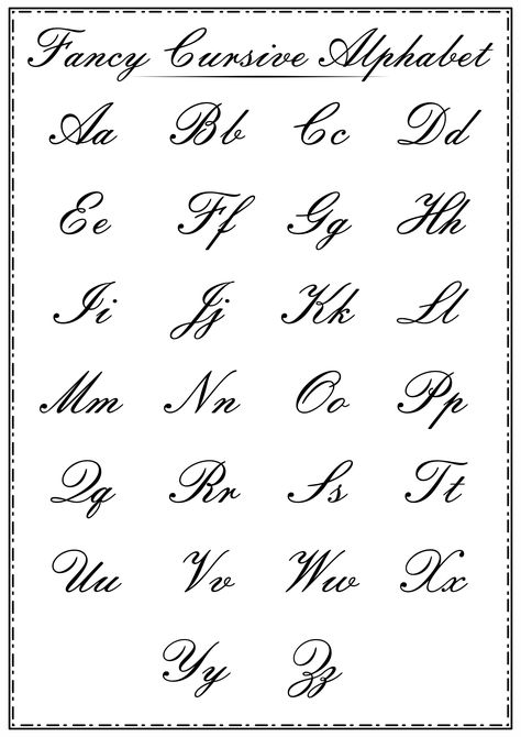 Fancy Cursive Handwriting Alphabet Alphabets In Cursive Writing, Good Handwriting Alphabet Cursive, Pretty Cursive Fonts Alphabet, Hand Writing Cursive Fancy Letters, Cursive Alphabet Aesthetic, Cursive Alaphbet, Alphabet In Calligraphy Fonts, Calligraphy Cursive Handwriting, Aesthetic Cursive Writing Alphabet