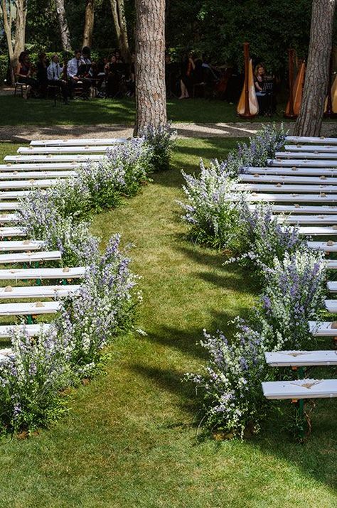 Outdoor Ceremony Seating, Spring Woodland, Wedding Aisle Outdoor, Aisle Decorations, Wedding Ceremony Ideas, Garden Weddings Ceremony, Wedding Aisle Decorations, Tuscan Wedding, Ceremony Seating