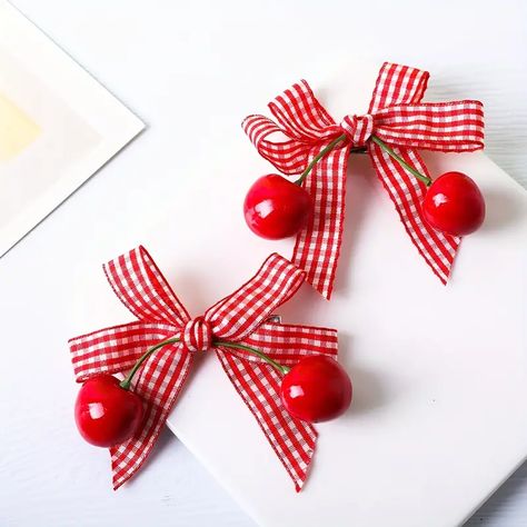 2pcs Set Cute Cherry Hair Clips Mixed Color Bowknot Hair Accessories Lovely Dot Bow Decorative Headwear Baby Girls | Free Shipping, Free Returns | Temu Cherry Headband, Thanksgiving Bow, Cherry Hair, Halloween Headband, Bow Hair Accessories, Boutique Hair Bows, Stil Elegant, Hair Accessories Clips