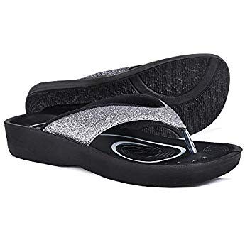 AEROTHOTIC Original Orthotic Comfort Thong Sandal and Flip Flops with Arch Support for Comfortable Walk (US Women 10, Crystal Grey) Orthotic Flip Flops, Walking Sandals, Strap Wedge, Heel Pain, Foot Pain, Comfortable Sandals, Wedge Sandal, Thong Sandals, Sandals Summer