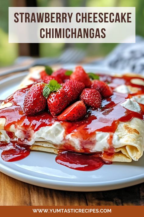 Treat yourself to this delicious dessert featuring a creamy cheesecake center and sweet strawberry goodness. Wrapped in a tortilla and fried to perfection, these chimichangas are a must-try for anyone with a sweet tooth. Perfect for sharing—or not! Try them today and impress your taste buds.

#SweetToothCravings #DessertFusion #StrawberryDesserts #EasyBaking #FoodieFavorites Cheesecake Chimichangas, Strawberry Cheesecake Chimichangas, Strawberry Desserts, Dessert Lover, Creamy Cheesecake, Frozen Strawberries, Strawberry Cheesecake, Flour Tortillas, Vegetarian Cheese