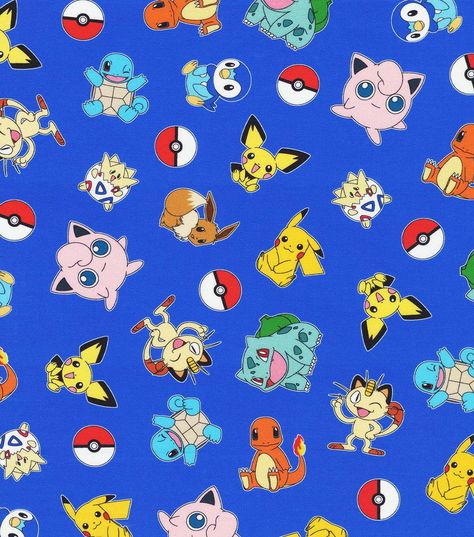 44 Inches100% CottonMachine wash gentle cold, nonchlorine bleach, tumble dry low, warm ironMade in Pakistan Pokemon Fabric, Pokemon Packs, Handmade Sheet, Blue Cotton Fabric, Pola Kartu, Blue Mask, Handmade Pillow Covers, Pokemon Characters, Robert Kaufman