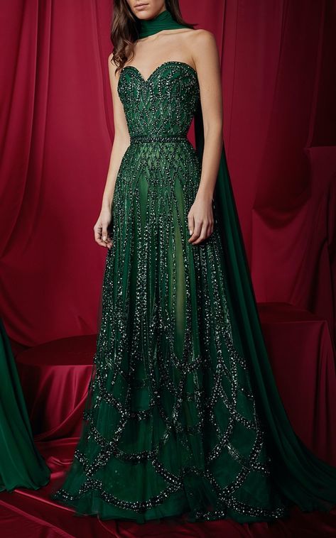 Arabesque Beaded Gown By Zuhair Murad | Moda Operandi Zuhair Murad Dresses, Short Party Dress, Elegant Dresses Classy, فستان سهرة, Gown Prom, Floor Length Gown, Beaded Gown, Zuhair Murad, Fall 2023