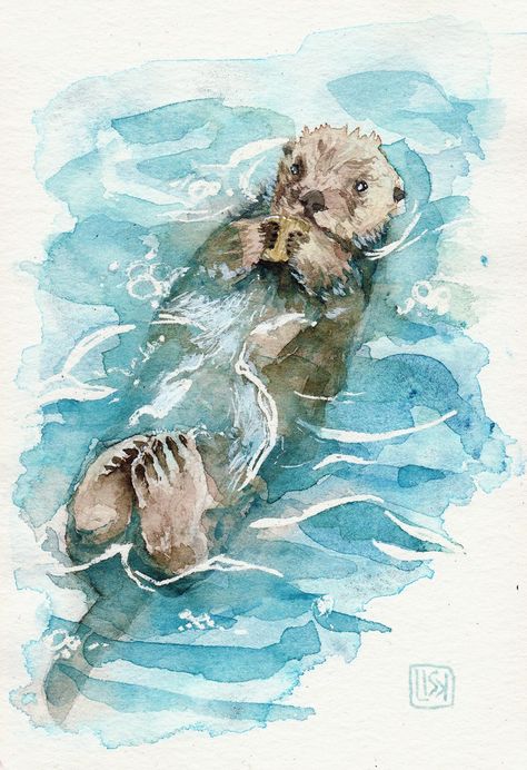 download free greeting card otter - Search Otter Watercolor, Sea Otter Art, Otter Drawing, Otter Illustration, Otter Art, Inspo For Art, Graphic Art Illustration, Wedding Watercolor, Cute Christmas Nails