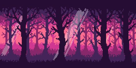 pixel art Dark Forest Pixel Art, Pixel Art Forest Background, Pixel Art Notion, Pixel Art Background Desktop Wallpapers, Pixel Game Background, Witch Pixel Art, Forest Tiles, Pixel Art Banner, Creepy Pixel Art