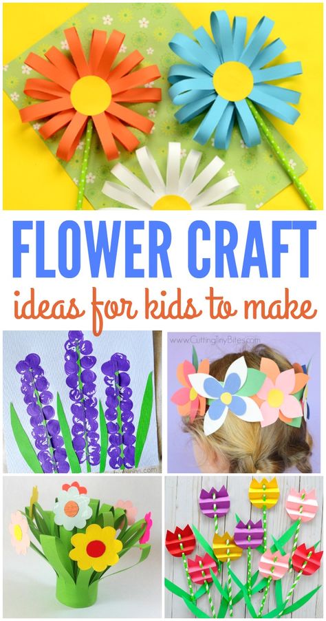 Flower Crafts for Kids to Make! These simple flower crafts are cute and easy! - Kreative in Life May Flowers Crafts For Kids, May Flowers Art For Kids, Flowers Craft For Preschool, Paper Flower Kids Craft, Flower Crafts Kindergarten, Simple Spring Crafts For Kids, Easter Garden Crafts For Kids, Kid Flower Craft, Spring Crafts For Kids Kindergartens