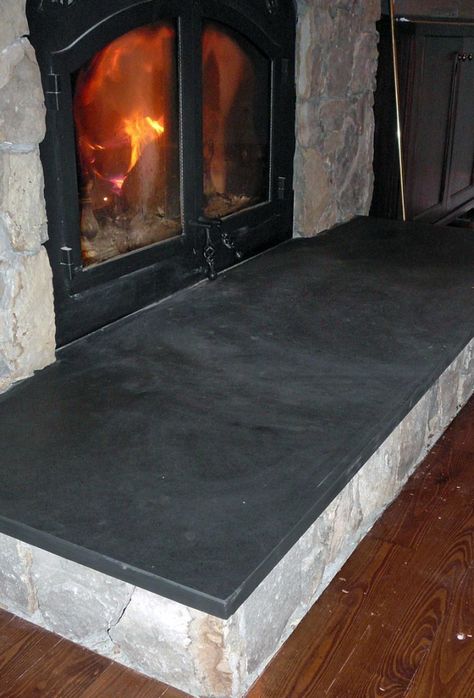 Black Slate Fireplace, Fireplace Hearth Stone, Stone Tile Fireplace, Slate Fireplace Surround, Fireplace Hearth Tiles, Grey Stone Fireplace, Limestone Fireplace Surround, Stone Fireplace Designs, Hearth Tiles