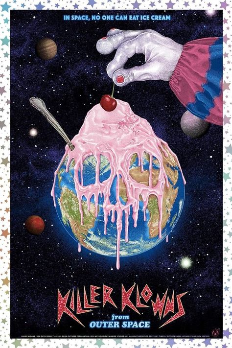 Outer Space Posters, Happy Ice, Classic Horror Movies Posters, Killer Klowns From Outer Space, Screen Print Poster, Horror Artwork, Septième Art, New Retro Wave, Retro Horror