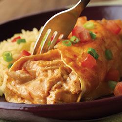 Campbell's Easy Chicken and Cheese Enchilada Chicken And Cheese Enchiladas, Enchiladas Potosinas, Chicken Cheese Enchiladas, Campbells Soup Recipes, Campbells Recipes, Chile Colorado, Picante Sauce, Cheesy Chicken Enchiladas, Chicken And Cheese