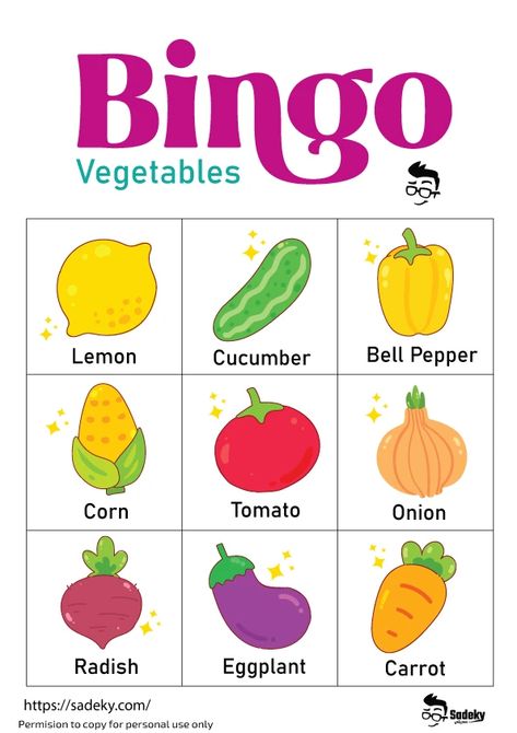 Free Vegetable Bingo Cards Game Printable For Kids | Sadeky Fruit Bingo Free Printable, Vegetables Worksheets For Kids, Vegetables Activities For Preschool, Vegetables Activities For Kids, Vegetable Activity For Kids, Vegetables Printable, Vegetable Coloring Pages, Food Coloring Pages, Bingo Cards Printable