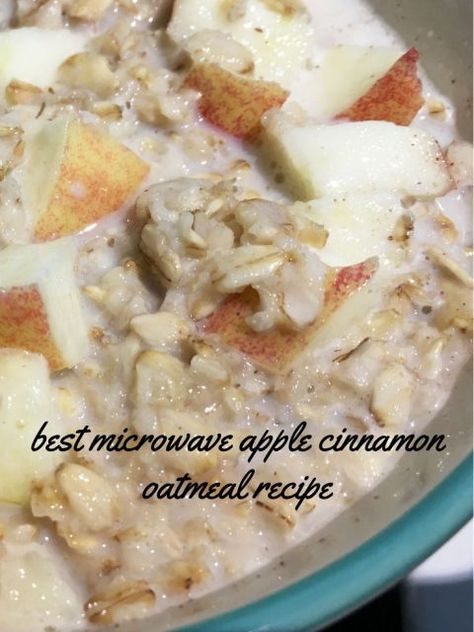 omemade cinnamon apple oatmeal recipe Oatmeal Microwave, Cinnamon Apple Oatmeal, Oatmeal With Apples, Microwave Oatmeal, Microwave Apples, Delicious Oatmeal, Oatmeal Porridge, Apples Cinnamon, Apple Cinnamon Oatmeal