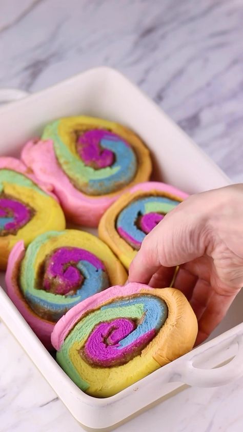 Sheri Wilson (@sheri_wilson_) • Instagram photos and videos Colored Cinnamon Rolls, Rainbow Cinnamon Rolls, Sheri Wilson, Rainbow Roll, Cinnamon Roll Recipe, Sweet Child O' Mine, Cookie Time, Unicorn Foods, Easy Baking Recipes Desserts