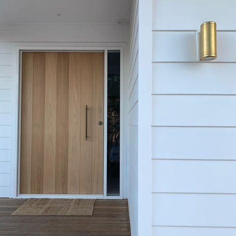 〰️ project X coastal 〰️ on Instagram: “Front door of our dreams…. The new @corinthiandoors Elements range launched just at the right time last year when we had to make a…” Coastal Wood Front Door, Feature Front Door, Coastal Home Front Facade, Coastal Front Entry, Coastal Entrance Door, Coastal Modern Front Door, Costal Front Door, Scandi Front Door, Coastal Entry Door