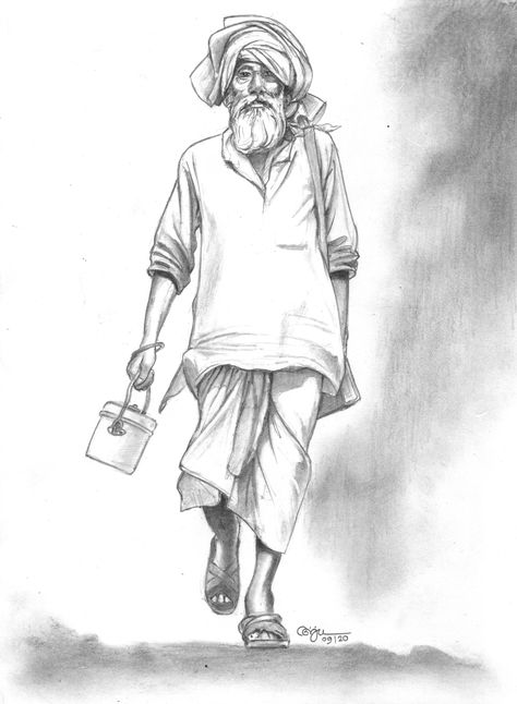 Pencil Illustration Old Man Art Character Design, Portrait Practice, Colour Combinations Fashion, Man Sketch, Indian Village, Drawing Inspo, Pencil Illustration, Colour Combinations, Party City