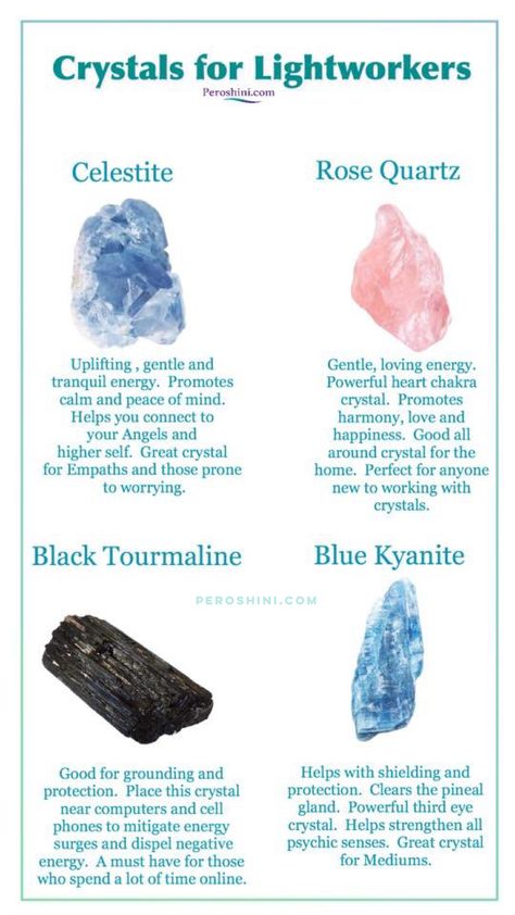 #crystals #crystalsforempaths #rosequartz #bluekyanite #blacktourmaline #celestite #angelite Indian Agate Crystal Meaning, Celestite Crystal Meaning, Crystals For Empaths, Celestine Crystal, Angelite Crystal, Gemstones Chart, Blue Celestite, Crystal Healing Chart, Crystal Uses