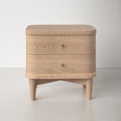 Light Wood Nightstand, Wayfair Finds, White Oak Nightstand, Modern Nightstands, Oak Nightstand, Soft Edges, 2 Drawer Nightstand, Teen Bedding, Modern Nightstand