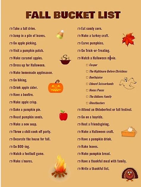 This bucket list will help you make the most of the fall season and create lasting family memories! Just don't forget your camera to document all of the fun times. Halloween Things To Do, Fall Checklist, Halloween Bucket List, Herbst Bucket List, Fall Mood Board, Cute Date Ideas, Fun Fall Activities, Fall Bucket List, Fall Inspo