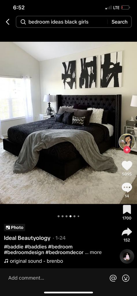 Gray And Black Bedroom Ideas, Black And Gray Bedroom, Black Room Ideas, Housing Decor, Black And Grey Bedroom, First Apartment Tips, Apartment Tips, Black Bedroom Decor, Grey Bed Frame