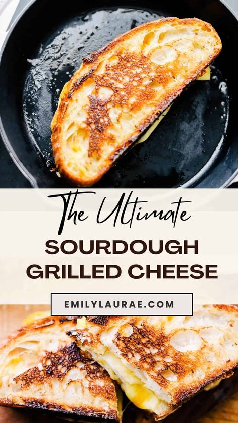 Treat your inner child with this Sourdough Grilled Cheese! This upgraded version of the nostalgic sandwich features a blend of rich cheeses between two slices of buttery sourdough. Perfect for snacks, lunch, and dinner. Sourdough Grilled Cheese, Sandwich Video, Grilled Ham And Cheese, Sourdough Bread Sandwiches, Making Grilled Cheese, Gourmet Grilled Cheese, Grill Cheese Sandwich Recipes, Gourmet Grilling, Sourdough Sandwich