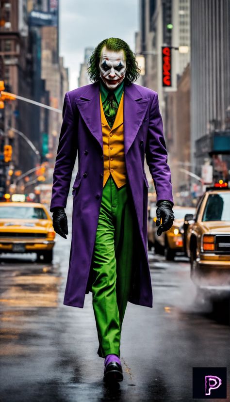 The Joker walking through the streets of New York, capturing chaos and intrigue. 🎭🗽✨   What can you create today?   #PicassoAIArt #AI #Art #Joker #NYC #Photography Joker Costume Men Makeup, Joker Make Up Men, Joker Halloween Makeup Men, Joker Halloween Costumes Men, Joker Makeup Men, Joker Costume Men, Halloween Kostüm Joker, Diy Joker Costume, Costume Joker