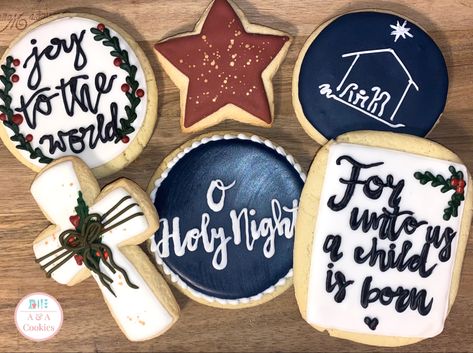 Happy Birthday Jesus Cookies, Nativity Decorated Cookies, Christian Christmas Cookies, Nativity Sugar Cookies, Nativity Cookies Decorated, Nativity Cookies, Frosting Decorating, Royal Icing Christmas Cookies, Personalized Christmas Cookies