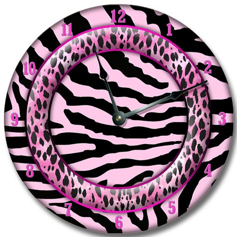 10.5" Wall Clock - Wall Decoration - Wall clock PINK ZEBRA  Nursery art, Baby, Toddler, Girl, custom Zebra Print Rooms, Zebra Nursery Art, Zebra Print Walls, Zebra Print Bedding, Zebra Nursery, Zebra Decor, Best Wall Clocks, Living Room Clocks, Outdoor Clock