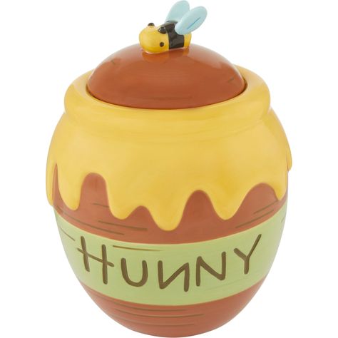 Cat Treat Jar, Winnie The Pooh Hunny, Disney Character Makeup, Winnie The Pooh Honey, Ceramic Dog Bowl, Dog Treat Jar, Cat Ceramic, Treat Jar, Disney Ornaments