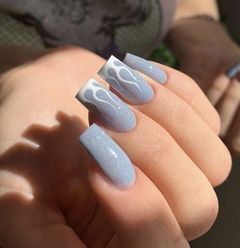 Nail Art Designs For Beginners, Grey Acrylic Nails, Nail 2023, Easy Nail Art Designs, Grey Nail Designs, Square Nail Designs, Nails Now, Short Square Nails, Short Square Acrylic Nails