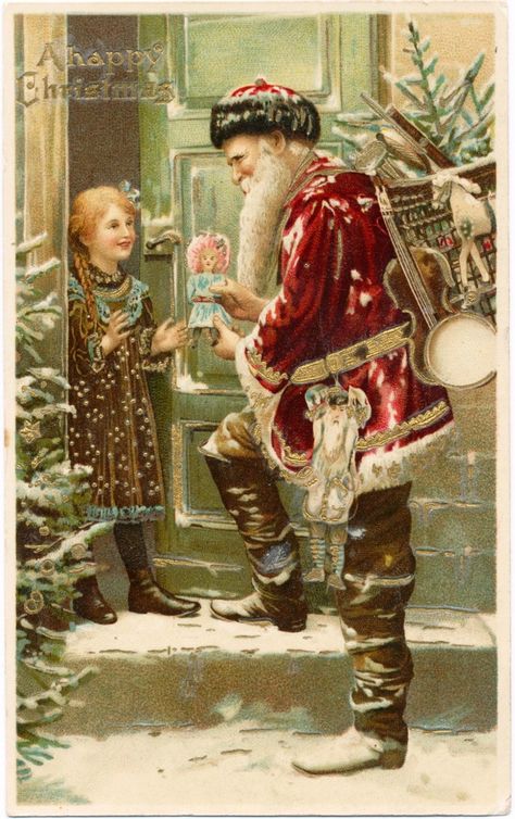 French Santa, Santa Claus Pictures, Victorian Santa, Holly Christmas, Vintage Christmas Images, Christmas Graphics, Vintage Santa Claus, Old Christmas, Old Fashioned Christmas